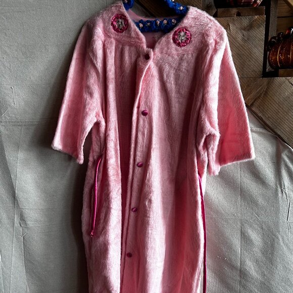 Pink Fuzzy Robe Retro Charm Grant's 3/4 length sleeves L/XL Vintage Joyce Lane